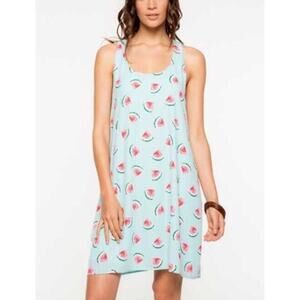 Everly Shift Dress Medium Womens Blue Watermelon Print Key Hole Lined‎ Summer